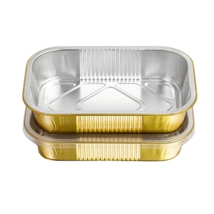 Mịn Tường Vàng Dùng Một Lần Tin Foil Khay Thổ Nhĩ Kỳ Nướng Chảo Nhôm Lá Thực Phẩm Container Với Nhựa/Nhiệt Con Dấu Nắp - Product Image 1