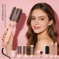 Ensemble de brosses sèche-cheveux professionnelles ENZO 9 en 1, outil de coiffage multifonctionnel, volumateur, peigne à air chaud, lisseur, boucles pour cheveux