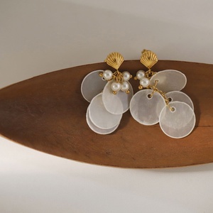 Pendientes de Acero Inoxidable de Moda con Diseño de Mariposa y Concha de Espejo, Estilo Vacaciones en la Playa, Joyería de Acero Inoxidable con Diseño de Olas - Product Image 3