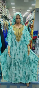 Robe décontractée d'été pour femme en polyester antistatique, coupe ample, grande taille, épaules dénudées, ornée de strass et de pompons, imprimé floral, style <span class=keywords><strong>Kanga</strong></span> - Product Image 4