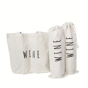 Sac de transport pour vin personnalisé, réutilisable, en toile, avec cordon de serrage, pour une ou plusieurs bouteilles, idéal pour les voyages - Product Image 1