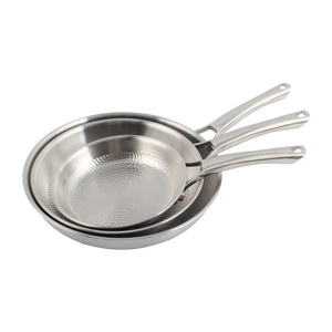 Poêle à frire haut de gamme en acier inoxydable martelé, triple épaisseur, de qualité alimentaire, avec poignée creuse - Product Image 1