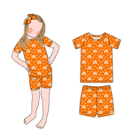 Vente en gros tissu bambou pyjama deux pièces manches courtes et short pour filles, tenue quotidienne, vêtements confortables pour la maison