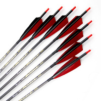 Flèches en carbone pur Pinals Archery, spine 250-800, avec plumes de dinde de 4 pouces pour arc à poulies, arc long et arc classique
