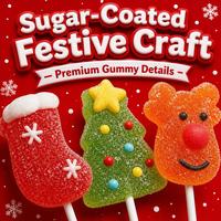 Groothandel Kerst Gummy Lollies Gemengde Kerstfiguurtjes Individueel Verpakt VC Fruit Zachte Snoepjes Feestelijke Cadeausnoepjes