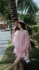 ชุดผ้าชีฟองโพลีเอสเตอร์ 100% สีชมพูโบชม แบบผ้าโปร่ง ชุดเซ็ต 2 ชิ้น เสื้อแขนสั้น + กางเกงขาสั้น สไตล์หวาน ใส่ได้ทุกวัน ขายส่ง - Product Image 4