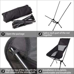 Chaise de camping portable et légère avec appui-tête, chaise lune pour la pêche, les loisirs et le camping, mobilier d'extérieur - Product Image 5