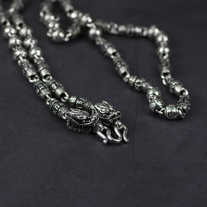 Gerçek gümüş 925 takı buda boncuk zincir kolye erkekler için - Product Image 5
