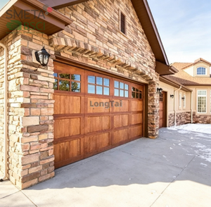 Porte <span class=keywords><strong>de</strong></span> <span class=keywords><strong>garage</strong></span> coulissante et pliante Andexin en <span class=keywords><strong>bois</strong></span> massif <span class=keywords><strong>de</strong></span> chêne américain isolé 9x8 - Product Image 2