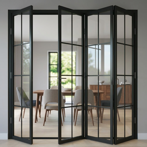 Porte pliante en aluminium pour intérieur Boton |   Filet en acier inoxydable en option |   Équipé d'un design moderne en verre simple - Product Image 1