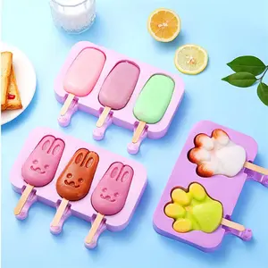 Moules à Glace Popsicle Personnalisés 3 Cavités Moule à Gâteau en Silicone et Moule à Crème Glacée pour DIY Sac Opp Pot en Silicone Sucette 50 Pcs