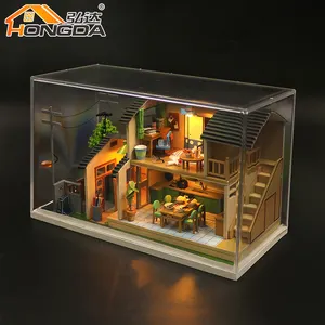 Hongda Nieuwe Ambachten Japanse Stijl Diy Poppenhuis Miniatuur Poppenhuis Houten Poppenhuis Kit Voor Meisjes