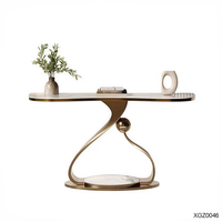Grande table console moderne avec plateau en pierre facile à nettoyer et rangement intégré pour salon, mobilier de maison