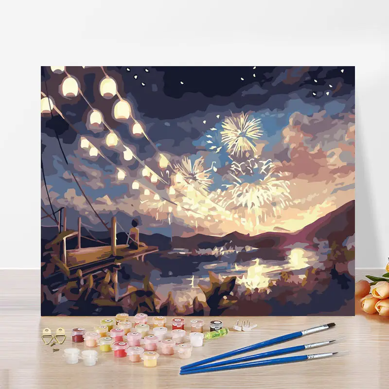 Custom DIY Oil Painting Paint by Number & Colorful scenery Canvas Painting by Numbers for Home Decoration