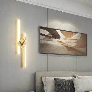 현대 간단한 디자인 벽 램프 침실 배경 장식 사무실 긴 라인 침대 옆 읽기 조명 LED 라인 벽 램프