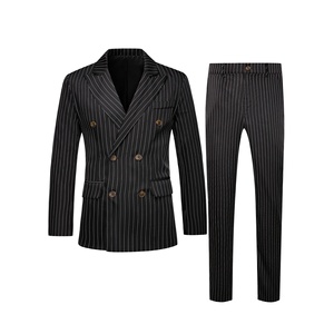 Completo da Uomo <span class=keywords><strong>Doppiopetto</strong></span> a Righe, 2 Pezzi, Vestibilità Slim, Blazer e Pantaloni a Righe, Set Formale per Affari, Matrimoni e Feste - Product Image 5