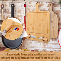 Ensemble de planches à charcuterie en bambou écologiques modernes avec un ensemble de couteaux intégré pour l'organisation de fêtes, outil de service pour les chefs professionnels