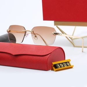 Lunettes <span class=keywords><strong>de</strong></span> <span class=keywords><strong>soleil</strong></span> rectangulaires sans monture UV400, branches métalliques, pour la conduite, unisexe, sans cadre, <span class=keywords><strong>de</strong></span> luxe, <span class=keywords><strong>de</strong></span> créateur, pour femmes, en gros - Product Image 3