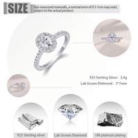 Anillo de Diamante Cultivado en Laboratorio Color D VVS1 en Oferta, Plata 925 con Baño de Oro Blanco de 18K, Anillo de Boda