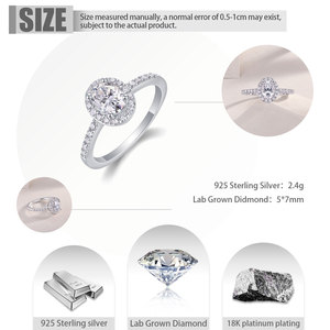Cincin Berlian Buatan Laboratorium Warna D VVS1, Perak 925 Berlapis Emas Putih <span class=keywords><strong>18K</strong></span>, Cincin Pernikahan, Promo Panas - Product Image 5