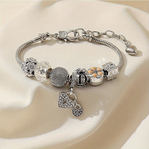 Panjia-Bracelet en cuivre vintage, perles croisées, couronne perlée, goutte d'huile, serrure de coeur, <span class=keywords><strong>diamant</strong></span> collant - Product Image 6