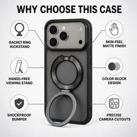 Casing HP Akrilik Bentuk Raket Populer dengan Stand Logam, Proteksi 360 Anti-Sidik Jari untuk 18 Pro Max 18 Pro 17 Air