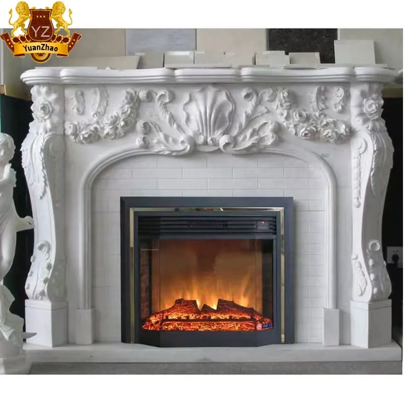 家の装飾フレンチスタイル石花彫刻大理石インドマントルピース暖炉
