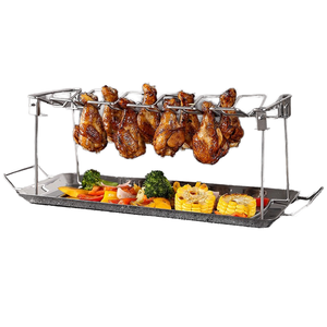 أرجل وجناح للدجاج مقاومة للحرارة وقابلة للطي من الفولاذ المقاوم للصدأ 14 فتحة حامل عصا للفرن المدخن للشواء - Product Image 2