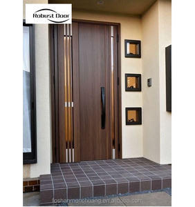 Puerta Robusta de Madera para Exteriores, Puertas de Seguridad para Entrada Principal de Casas, Estilo Francés - Product Image 1