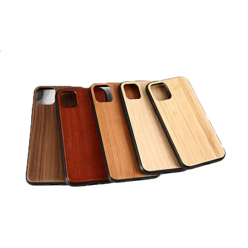 Toptan çevre dostu gerçek bambu ahşap kabuk lazer gravür özel tasarım el yapımı ahşap telefon Iphone için kılıf 12 serisi