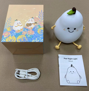 Lampe de chevet LED rechargeable en silicone souple en forme de poire avec capteur tactile pour chambre d'enfant et veilleuse pour bébé - Product Image 2