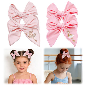 Pinza para el pelo con bordado de bailarina, pinza para el pelo con bordado de conejo y lazo, pinza de cocodrilo de tela hecha a mano para niñas - Product Image 2