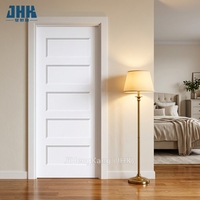 Porte intérieure en bois composite JHK-MS05, à cinq panneaux, en MDF/HDF, avec âme creuse et apprêt blanc, pour salle de bain et appartement