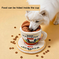 Jouets à mâcher pour chien en peluche modernes, mignons et couineurs, en forme de tasse de thé au lait et de sous-verre, pour l'exercice, le jeu de recherche de nourriture et le divertissement sonore quotidien