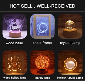 Wholesale Custom Led Light Wooden Base 3D Wood Lights <strong>Lamp</strong> Diy Abs Acrylic <strong>Bases</strong> <strong>Table</strong> Desk Bedside Night Light Base for Crafts - Product Image 3