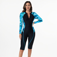Maillot de bain une pièce à manches longues pour le surf, style boxer, style conservateur, en polyamide et élasthanne
