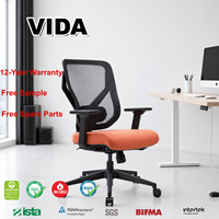 Chaise de bureau ergonomique moderne en maille avec accoudoirs 3D, siège inclinable et pivotant en mousse moulée, soutien lombaire réglable, certifiée BIFMA GTChair