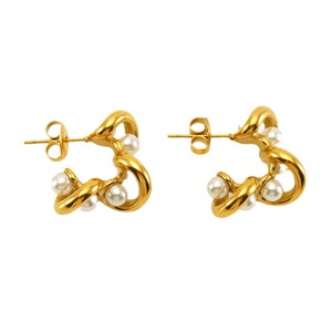 ZOGXIN Gold Plated Pearl Stud Earrings Geometric Design For Women Party Jewelry - Product Image 5