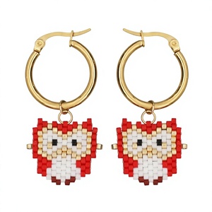 Pendientes de Aro con Cuentas de Flamenco Rosa Hechos a Mano, Chapados en Oro, Joyería de Fiesta para Mujer, Pendientes de Moda con Diseño Animal para Mujer - Product Image 2