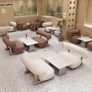 Ensemble de meubles de restaurant moderne en bois massif : canapé, fauteuils de <span class=keywords><strong>salon</strong></span>, tables et chaises de salle à manger pour la maison, le bar, l'hôtel, l'école - Product Image 1