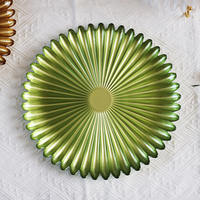 Assiette de présentation en verre doré effet soleil, décorative à pétales radiaux, pour centre de table de mariage, fête, banquet, décoration intérieure