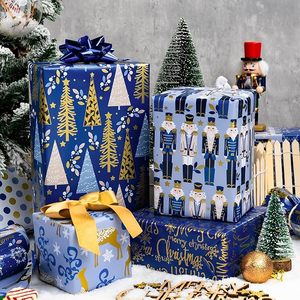 Christmas Wrapping Paper Roll <b>Nutcracker</b> Christmas Gift Wrapping Paper Navy blue wrapping paper Gold Foil Wrapping Paper - Product Image 2