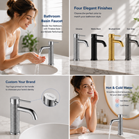 Robinet de lavabo cascade moderne monotrou en alliage de zinc chromé avec mitigeur céramique eau chaude/froide pour salle de bain