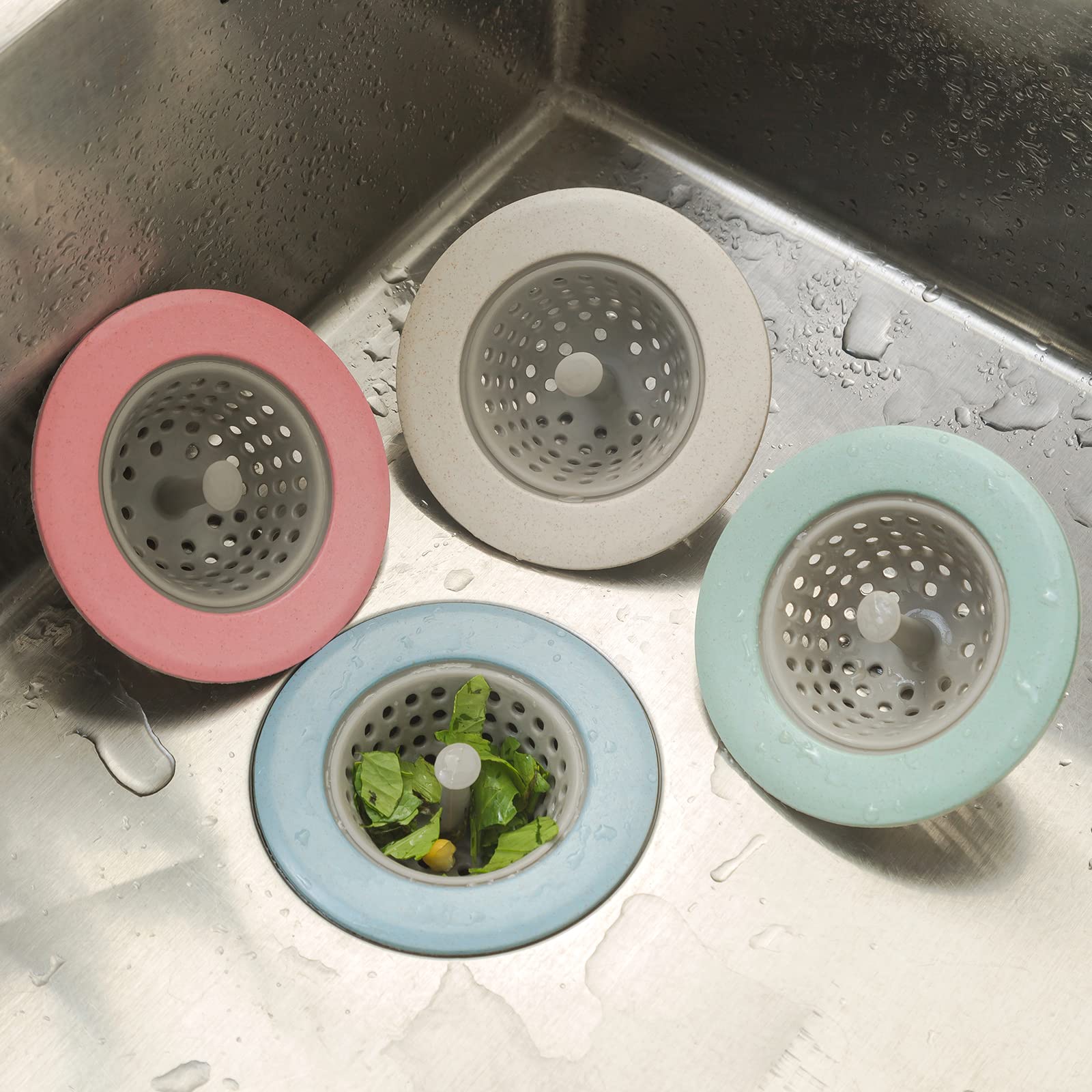 5 pc/Set Silicone 2-in-1 Shower Drain Stopper Floor Drain