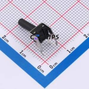 TS6615ZJ 022 Tactile Switch Bent Lead Through Hole-4P,7.3x6.1mm Single Pole Single Throw Round Button 2.5N Right Angle Insert - Product Image 2