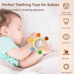 Mordedor de silicona de grado alimenticio con sonajero de animales, juguete sensorial no tóxico para calmar encías doloridas, juguete masticable para bebés y recién nacidos - Product Image 6