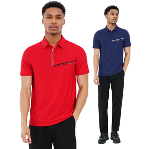 Envío rápido Polo personalizado Camiseta Stand Collar Personalizado Dos tonos Resistente a la decoloración 4-Way Stretch Logo Impreso Polo - Product Image 5