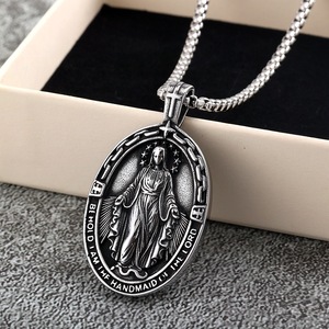 yunnique Stainless Steel Unisex Pendant Necklace Virgin Mary <b>Cross</b> Design Gift Jewelry - Product Image 2