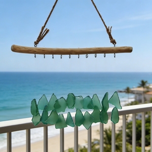 Campana de Viento Decorativa de Doble Capa de Vidrio Marino, Hecha a Mano, con Acabado Arenado, Estilo Bohemio Moderno Minimalista, Irregular, para Dropshipping - Product Image 5