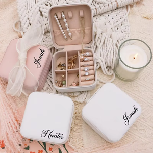 Eco-friendly PU Leather Portable Travel Jewelry Case Custom Logo Mini <b>Small</b> Jewellery Organizer with Zipper - Product Image 5